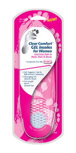 Clear Comfort Gel Insoles for Women (Fits Sizes 6-10) Pair